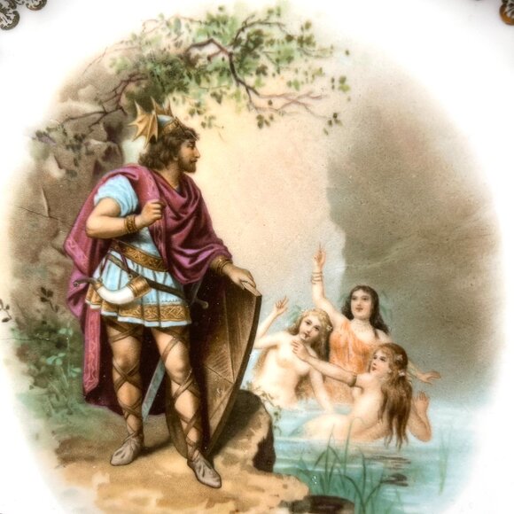 Antique Royal O&EG Austria Decorative Plate 9.75” Mythological Scene Pink & Gold - Picture 2 of 8